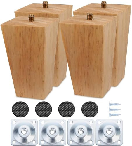 Goomp 4 Patas de Madera para Muebles 10 cm,Patas para Muebles Madera Patas Mueble Patas para Mesillas de Noche Patas de Sofá de Mediados de Siglo para Sofá,Cama,Sillón,Gabinete