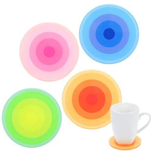 4 Stück Untersetzer, Abeillo Acryl Untersetzer, 4 Zoll Getränkeuntersetzer, Bunt Acryluntersetzer, Rund, Tischuntersetzer Hitzebeständig, rutschfeste Tassenunterlage für Tisch Schreibtisch Couchtisch