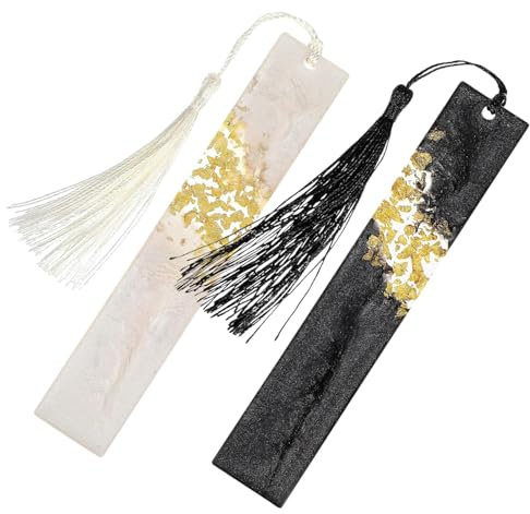 2 Glitzernde Lesezeichen mit Quaste aus Kunstharz, Quaste Nettes Lesezeichen, Handgefertigtes Transparentes Lesezeichen mit Bunter, Bookmark für Erwachsene, Frauen, Mädchen, Leseliebhaber