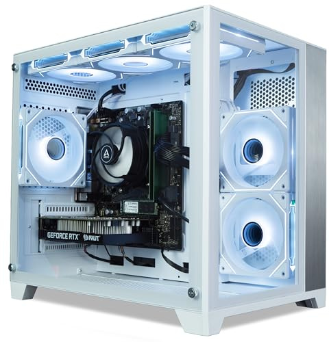 ionz Gaming PC - Desktop Computer, Ryzen 7 5700X, NVIDIA RTX 5060,16GB RAM 1TB NVMe SSD, Windows 11, 650W 80+ PSU, WiFi (Dynamic Compact, White)