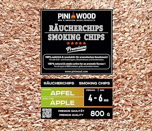 PINI 800 g di trucioli per affumicatura, mela, 4 – 6 mm