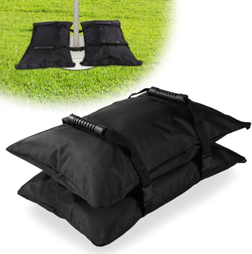 Lyreh 2pcs Umbrella Base Weights Sand Bags, 19.69x13.39 Inch 1680D Oxford Cloth Parasol Refillable Sandbags for Umbrella Base with Non-Slip Handle Outdoor Furniture Weights for Patio Backyard Garden
