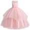 IDOPIP Robe Enfant Fille Mariage Dentelle Tulle sans Manches Broderie Perles Bow Demoiselle d'honneur Anniversaire Partie Princesse Longue Robe De Bal Soirée Rose 140