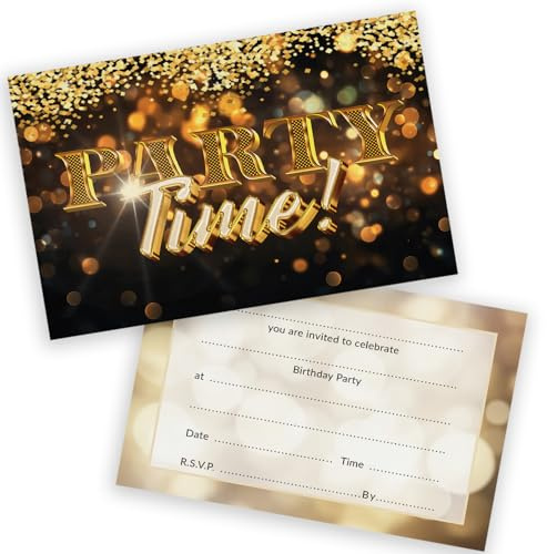 Stuff4 Celebration Party Invitations Women and Men, Gold Confetti 36 Pack | Adults Engagement Invitations for Friends Family A6 Wedding Party Invites Invitation Cards with Folding Envelopes