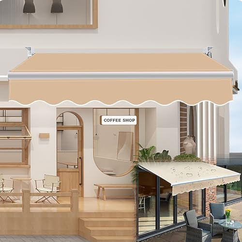 Tenda da sole retrattile per patio, 200 x 150 cm, protezione UV, impermeabile, con manovella ad angolo regolabile, montaggio a parete, per balcone e terrazza, design a braccio articolato