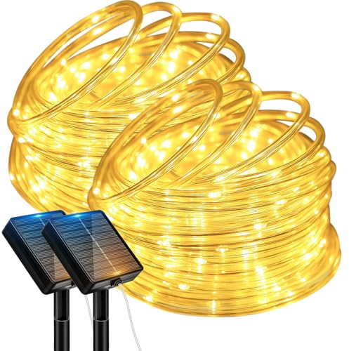 btfarm Solar Rope Lights, 120LED 46FT String Lights Outdoor Waterproof