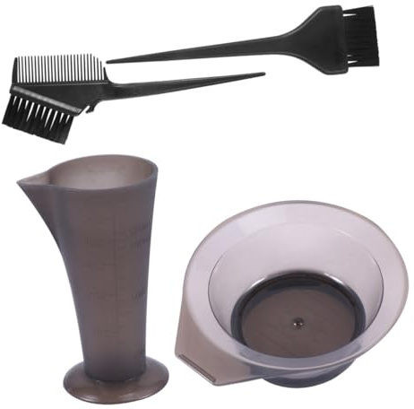 DECOMELODY Kit de Tinte Cabello 4 Piezas Cuenco, Taza Medidora y Pincel para Teñir, Suministros Profesionales de Plástico, Colores Surtidos, Adecuado para Uso en Casa y Salón