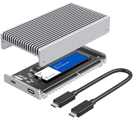 Casecentive 40 Gbit/s USB4 M.2 NVMe SSD-hölje – fläktlöst aluminiumhölje med avancerad passiv kylning, stöder M-Key & B+M-Key SSDs 2230/2242/2260/2280 till 8TB, Thunderbolt 4/3