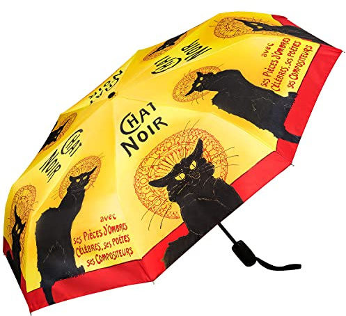 VON LILIENFELD Regenschirm Taschenschirm Chat Noir Windfest Auf-und-Zu-Automatik Leicht Stabil Kompakt Kunst Katze: