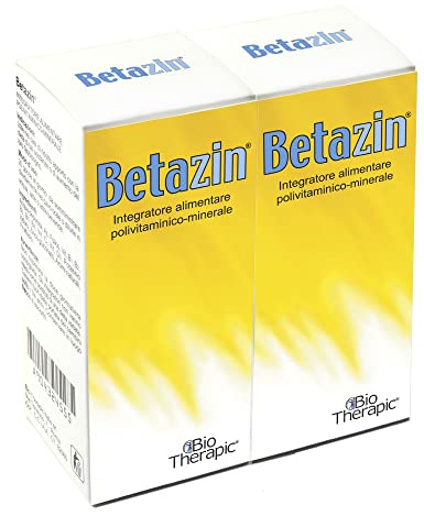 BETAZIN | Integratore MULTIVITAMINICO per bambini | Con Luteina per gli occhi | Con Iodio e Zinco per le Difese Immunitarie | Flacone da 30 ml con Contagocce | 2 confezioni