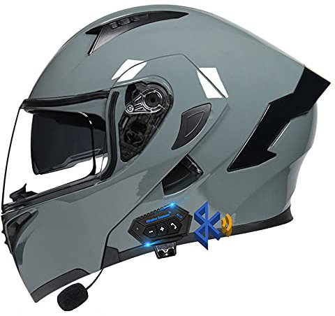 CNNGU Klapphelm Motorradhelm, Bluetooth Integralhelm, Mit Doppelvisier, ECE Genehmigt Motorrad Full Face Helm, Atmungsaktiv Und Komfortabel, Für Erwachsene, Frauen Und Männer