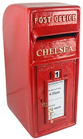 Middle-England 57cm Mail Box Vintage Replica Post Box for Chelsea Fans (Anfield). Letter Box, Mail Box Red Cast Iron Lockable