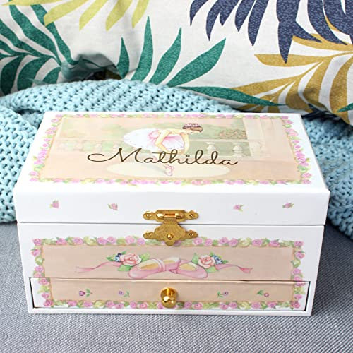 LittleStars Musikspieldose Ballerina I mit Ihrer Wunsch-Gravur I Melodie: Schwanensee I 19 x 11 x 9,8 cm I Altersempfehlung: 4+