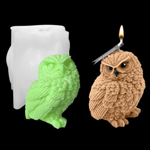 Voyyphixa Stampo Silicone Gufo Resina Stampo per Candele Gufo Stampo per Resina Epossidica Animaletti 3d Owl Resin Mold Silicone per Stampi da Colata per Decorazione di Torte, Cioccolato, Sapone