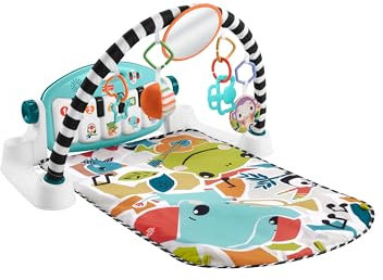 Fisher-Price Kick & Play Glow & Grow Alfombra con piano pataditas con luces y sonidos, juguete para bebé recién nacido, versión español (HWY54)