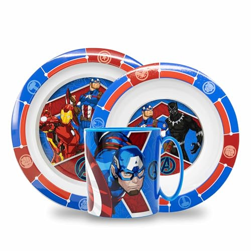 Sorrisini Återanvändbar barnservis skedar, Middagsset för småbarn, skålar plast set, barnservis set, middagsset barn med tallrik, flingskål kopp, tallriksset Avengers Hulk