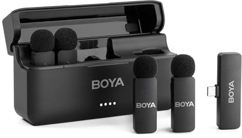 BOYA BY-V4U Wireless Lavalier Microphone for iPhone 15 Android Type C Phone Smartphone Clip-On Wireless Lapel Mic for Video Recording Podcast Interview Streaming Vlog YouTube