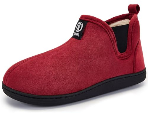 GURGER Pantofole Donna Uomo Invernali Pantofole a Stivaletto Foderate in Peluche Memory Foam Antiscivolo Ciabatte da Casa Chiuse Calda Stivaletti Alte Ciabatte Rosso 40 41