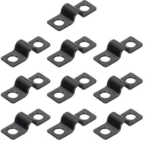 sourcing map 100Pcs U-Shaped Pipe Clamp, 3/16 Inch(5mm) 2 Hole U-Tube Strap Clamp Heavy Duty Connector Bracket for Conduit Cables Wire Cord, Black