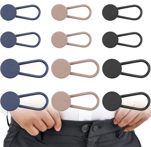 Lot de 12 Rallonges de Boutons pour Pantalons, Boutons D'extension de Taille, Rallonge de Taille Réglable, Extension de Bouton pour Jeans Pantalons, pour jeans, jupes, pantalons
