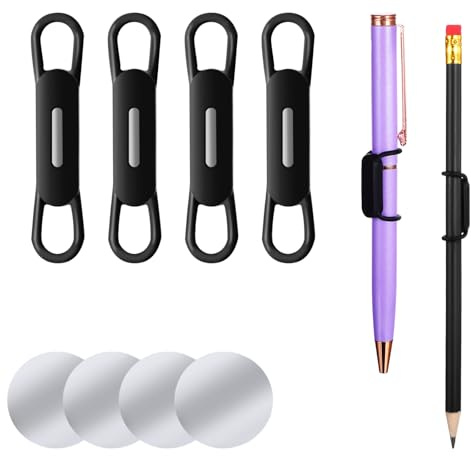 Lot de 4 porte-stylos magnétiques portables avec aimant en silicone autocollant pour casier, magnétique, effaçable à sec, porte-marqueur