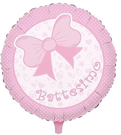 Palloncino mylar battesimo bambina rosa ø 45 cm