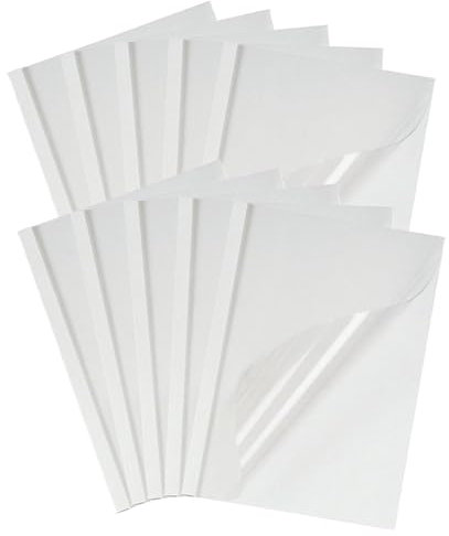Thermobindemappen A4, Thermo-Bindemappen, Rückenbreite 3Mm, 16-25 Blatt, A4, Weiß, Transparenter PVC, 10 Stück-er Pack