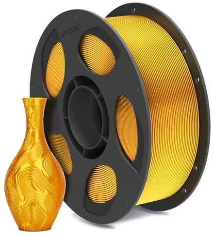 ANYCUBIC PLA Silk Filamento 1,75 mm per Stampante 3D, Lucentezza Controllabile, Texture Silk, Colori Magnifici, Oro 1KG