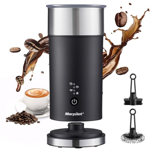 Milk Frother Electric 4 in 1 - Morpilot 240ml Automatic Frothers Milk Steamer and Warmer Milk Heater and Foamer Hot and Cold Foam Maker for Coffee Cappuccinos Macchiato Latte