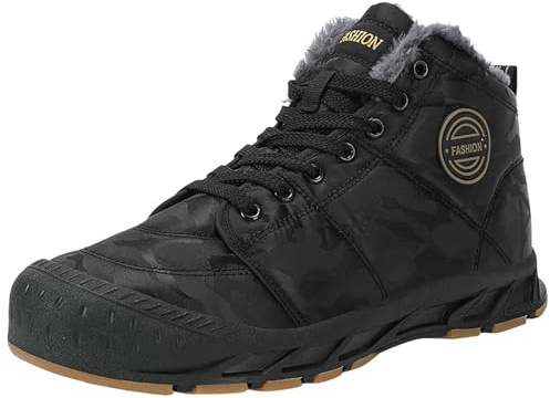 2025 Hombres De Gran Tamaño De Felpa Térmica No Deslizante Camo Botas De Nieve Aventura Al Aire Libre Camping Montañismo Botas Zapatos Hombres 42 Zapatillas, Negro , 42 EU
