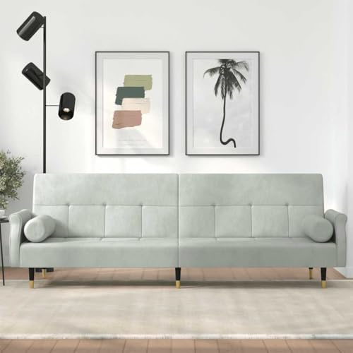 Mimdixy Sofás para el sofá chaise longue salón,Sofá cama con cojín terciopelo gris claro