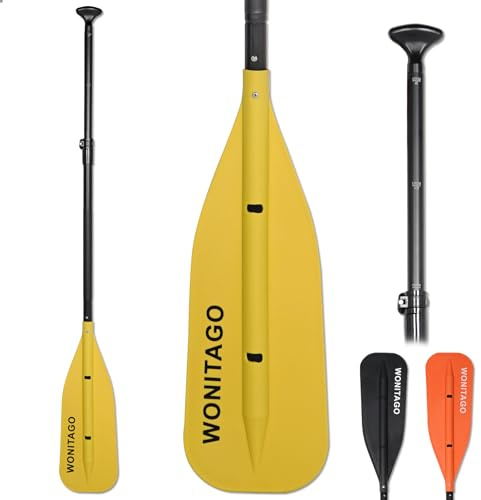 LINGVUM Canoe Paddle with Aluminum Shaft and PP Blade, Adjustable Paddle for Canoeing, Boating and Rafting, 4-5 Ft (122-152 cm), Yellow