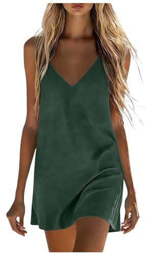Vestidos de Verano para Mujer 2026 Algodón y Lino Vestido Corto Falda de Tirantes Elegante y Cómodo para Playa, Vestidos Largo Cintura Alta Cómodo y Transpirable Vestidos Playeros