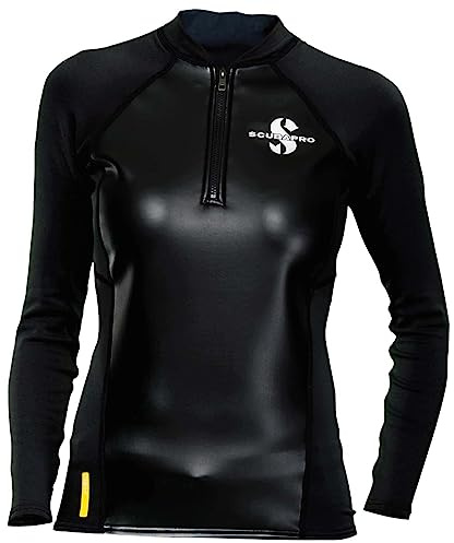 SCUBAPRO Women's Hybrid Thermal Diving Top, Long-Sleeve, Medium, Black