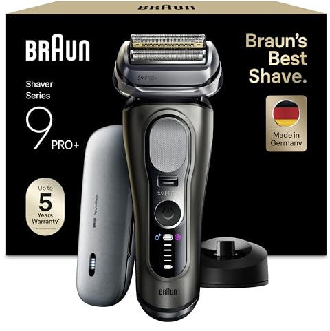Braun Series 9 PRO+ Electric Shaver, Wet & Dry Razor for Men with 5+1 Ultra Thin Precision Blades, Pro SensoAdapt, Up to 60 min, PowerCase, Charging Stand, (Model 9625S), Graphite