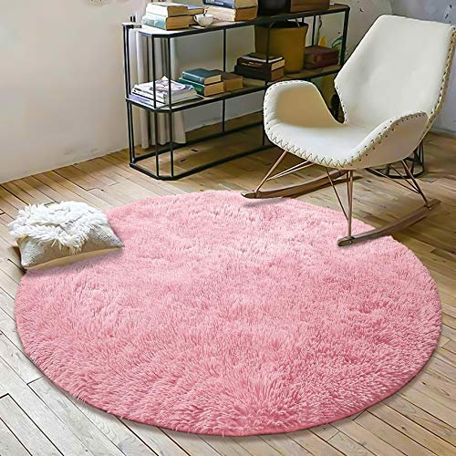 HETOOSHI Plüsch Teppich Super weicher Faux Flauschiger Samt Moderne Flauschige Innenteppiche，Lange Haare Fell Optik Gemütliches Bettvorleger Sofa Matte (Rosa, 100 x 100 cm)