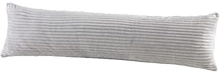 BaSaTex Winter Plüsch Seitenschläfer Kissenbezug Kissenhülle | 40x145 cm| Cashmere-Touch Coral Fleece,Rip-Cord“ | Stillkissen Schwangerschaftskissen | Reißverschluss | Grau