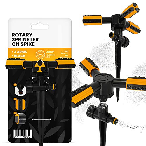 Irrigatore automatico a 3 bracci, rotativo per prato, da giardino, a 360 gradi, a impulso, con picco