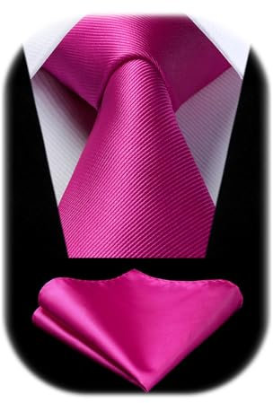 Enlision Corbata Rosa Fucsia Corbatas de Hombre Modernas Color Solido Conjunto Corbata y Pañuelo a Juego Elegantes Boda Fiesta Business