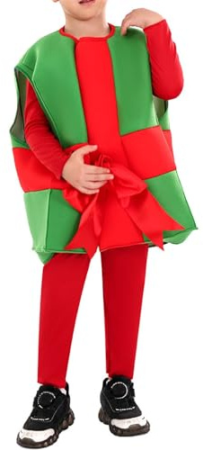 RWYBEIW Kids Christmas Box Costume - Boy Girl Present Sleeveless Gift Cosplay Dress Up Outfit (Green, M)