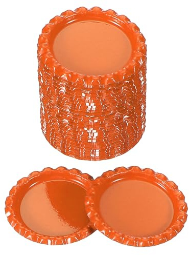 PATIKIL 100 stycken flasklock för hantverk, 2,5 cm dekorativa dubbelsidiga tryckta platta flasklock bulk för gör-det-själv-hängen klippböcker emblem, orange