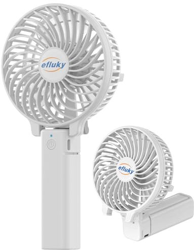 efluky Handventilator, Tragbarer Mini Ventilator, Faltbarer USB-Ventilator Wiederaufladbar, Kleiner Taschenventilator Mit 3 Geschwindigkeitsstufen, Handventilator für Outdoor Reisen