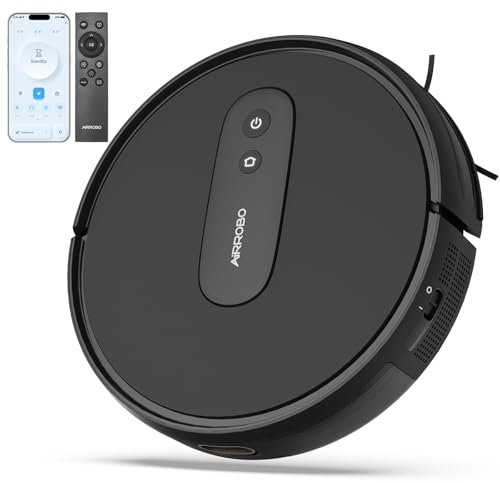 AIRROBO P25 Saugroboter, Staubsauger Roboter mit 2800 Pa Saugkraft, Roboterstaubsauger für Tierhaare/Hartböden/Teppich, Kompatibel mit Alexa und APP Steuerung, 120 Min Laufzeit, Fernbedienung