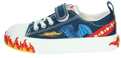 Bull Boys Scarpe in Tela con Puntale in Gomma Dragon 3,Chiusura Strappo,Colore Blu,Tema Drago (Blu, Sistema Taglie Calzature EU, Bambino Piccolo (2-5 Anni), Numero, Media, 27)