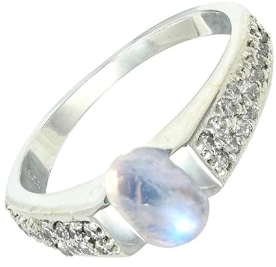 SILVERTROVE Ädelsten 925 sterlingsilver snygg handgjord band ring presentartiklar män och kvinnor smycken CRG1168AA, Ädelmetall Ädelsten, Månsten