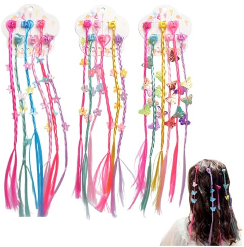 JRYXDS 18 Extensioni Per Capelli Colorate A Clip, Fermagli Con Farfalle Olografiche E Stelline Scintillanti - Accessori Per Bambine E Ragazze - Ideale Per Feste, Decorazioni Festive E Regali
