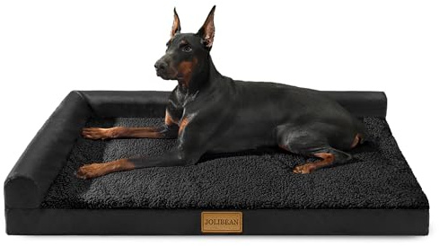 Jolibean Orthopädisches Hundebett Grosse Hunde, Typ l Waschbar Hundekorb Mit Kissen Mittelgroße Hunde, Flauschig Hundesofa Wasserdicht rutschfest, 91x61cm, Schwarz