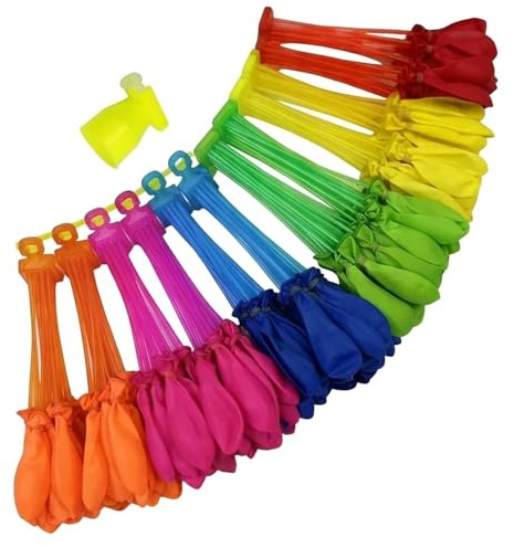 216 Pcs Water Balloons, Reusable Water Balloons with Quick-Fill System | Vibrant Multi-Colour Water Bombs for Outdoor Water Fights, Pool Parties and Family Gatherings, 6 Bundles of 36 Balloons