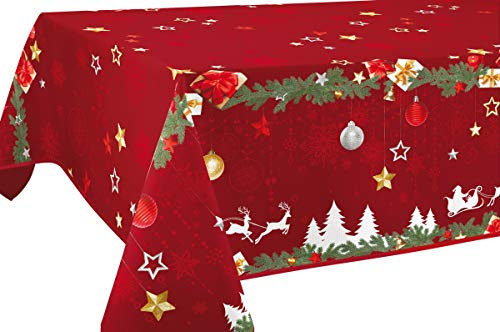 Tovaglia Antimacchia Noël Rosso - Rettangolare 150 x 350 cm