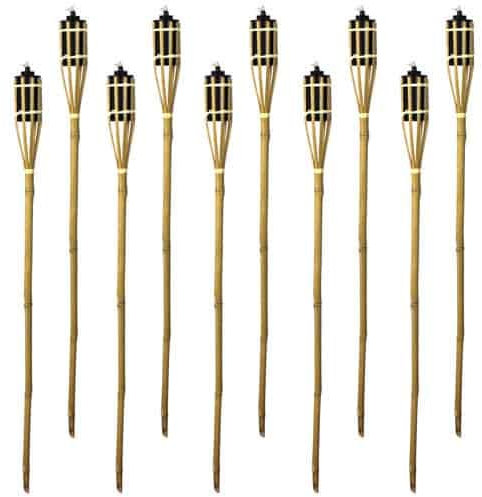 Natural Handmade Bamboo Garden Tiki Torch 60cm/90cm/120cm - for use with Parrafin or lamp Oil (90cm, Pack of 10)